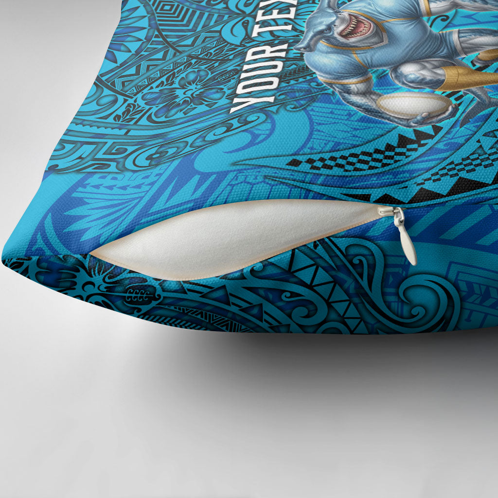 Personalised Cronulla-Sutherland Sharks Pillow Cover Polynesian Tribal Art Style With Hammerhead Mascot