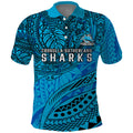 Personalised Cronulla-Sutherland Sharks Polo Shirt Polynesian Tribal Art Style With Hammerhead Mascot