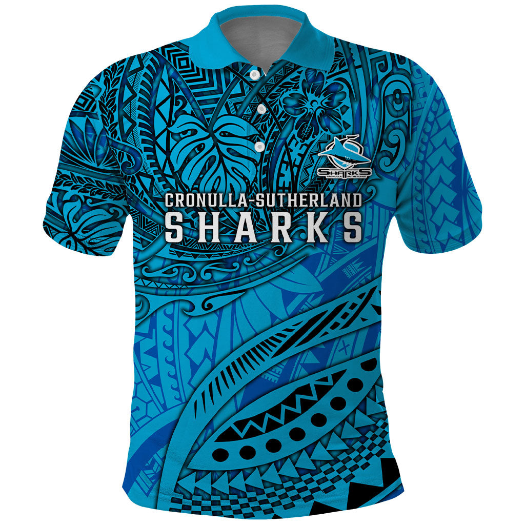 Personalised Cronulla-Sutherland Sharks Polo Shirt Polynesian Tribal Art Style With Hammerhead Mascot