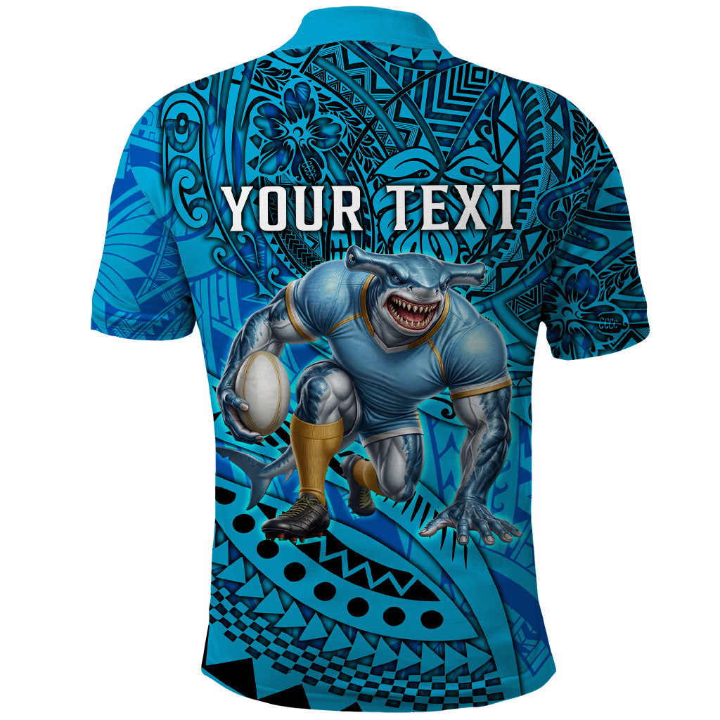 Personalised Cronulla-Sutherland Sharks Polo Shirt Polynesian Tribal Art Style With Hammerhead Mascot