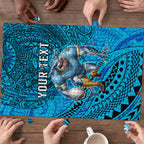 Personalised Cronulla-Sutherland Sharks Puzzle Polynesian Tribal Art Style With Hammerhead Mascot