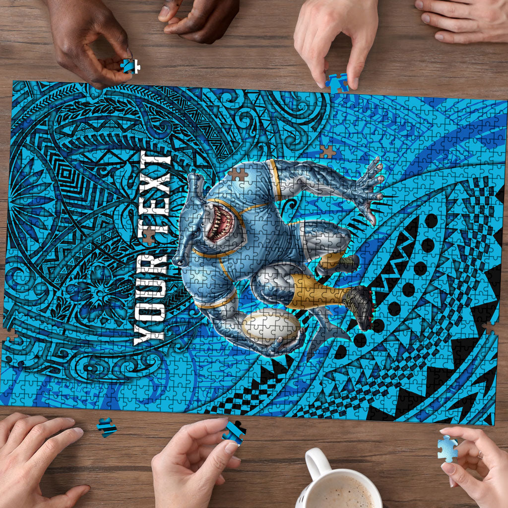 Personalised Cronulla-Sutherland Sharks Puzzle Polynesian Tribal Art Style With Hammerhead Mascot