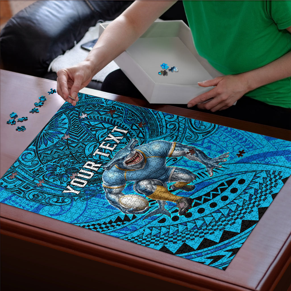 Personalised Cronulla-Sutherland Sharks Puzzle Polynesian Tribal Art Style With Hammerhead Mascot