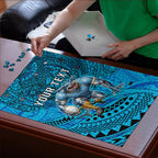 Personalised Cronulla-Sutherland Sharks Puzzle Polynesian Tribal Art Style With Hammerhead Mascot