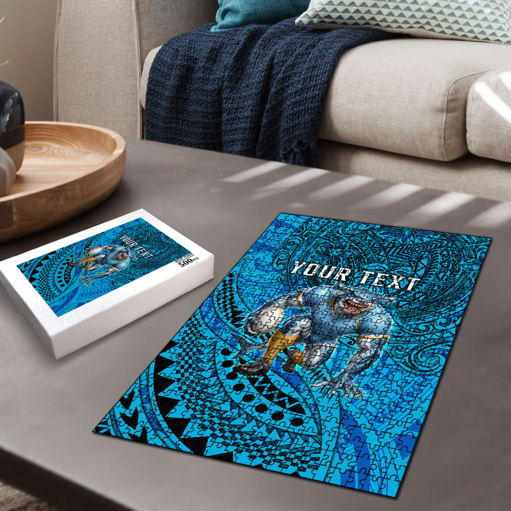 Personalised Cronulla-Sutherland Sharks Puzzle Polynesian Tribal Art Style With Hammerhead Mascot