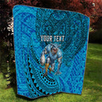 Personalised Cronulla-Sutherland Sharks Quilt Polynesian Tribal Art Style With Hammerhead Mascot