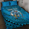Personalised Cronulla-Sutherland Sharks Quilt Bed Set Polynesian Tribal Art Style With Hammerhead Mascot