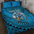 Personalised Cronulla-Sutherland Sharks Quilt Bed Set Polynesian Tribal Art Style With Hammerhead Mascot