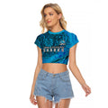 Personalised Cronulla-Sutherland Sharks Raglan Cropped T Shirt Polynesian Tribal Art Style With Hammerhead Mascot