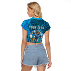 Personalised Cronulla-Sutherland Sharks Raglan Cropped T Shirt Polynesian Tribal Art Style With Hammerhead Mascot
