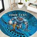 Personalised Cronulla-Sutherland Sharks Round Carpet Polynesian Tribal Art Style With Hammerhead Mascot