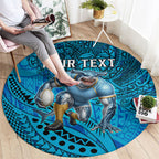 Personalised Cronulla-Sutherland Sharks Round Carpet Polynesian Tribal Art Style With Hammerhead Mascot