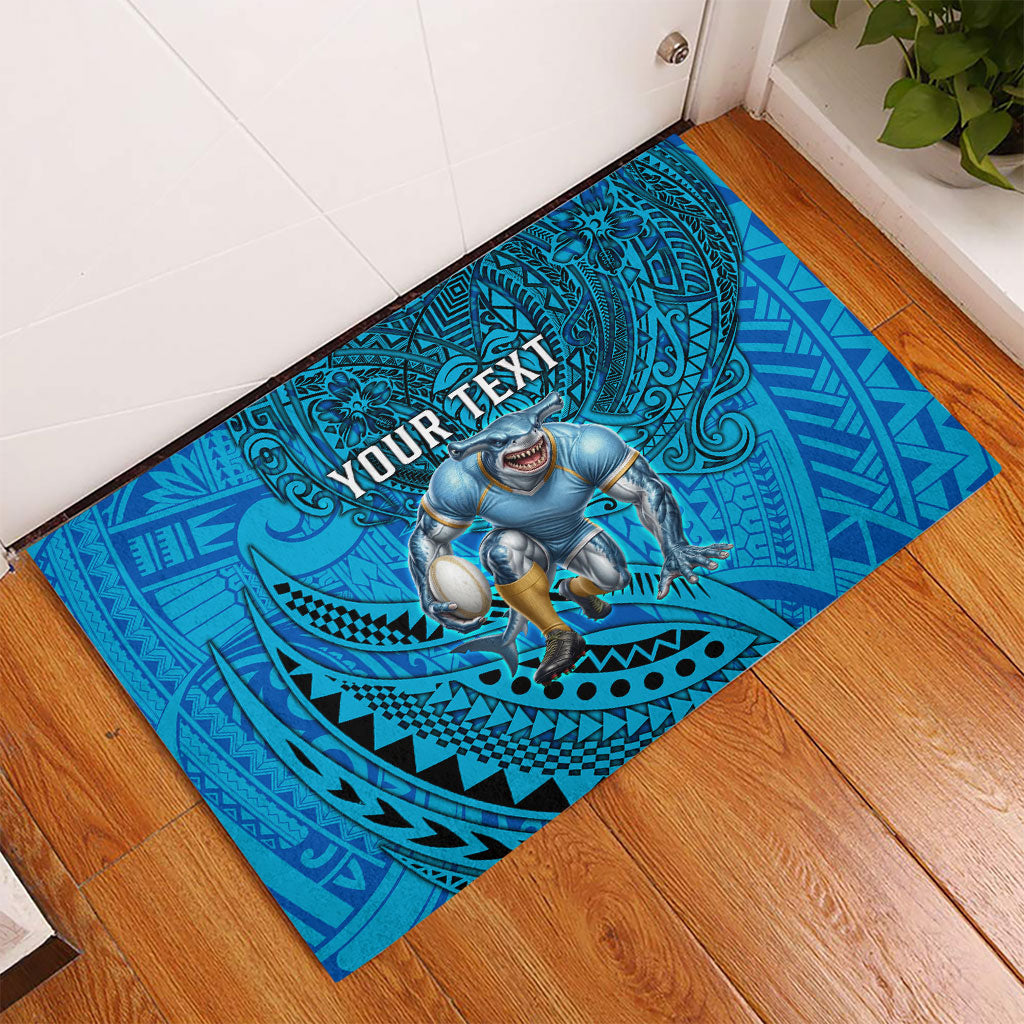 Personalised Cronulla-Sutherland Sharks Rubber Doormat Polynesian Tribal Art Style With Hammerhead Mascot