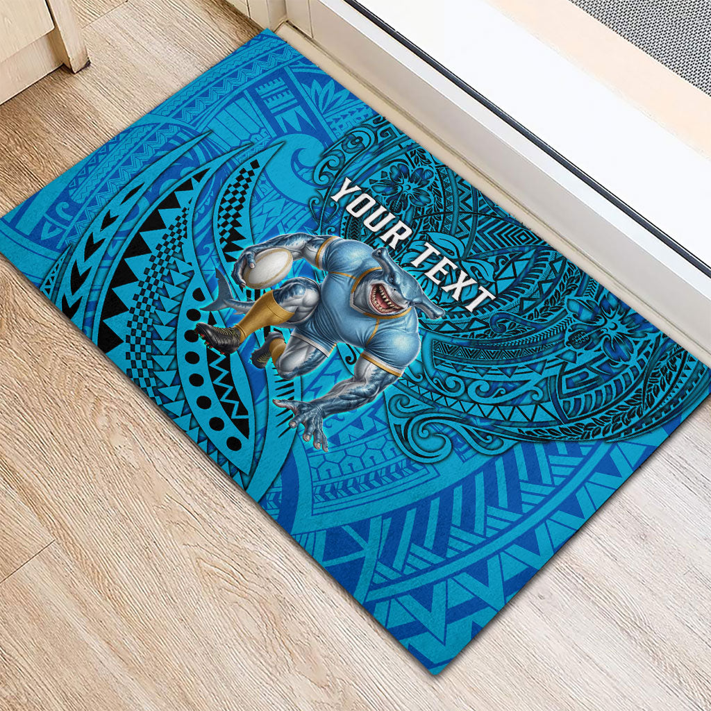 Personalised Cronulla-Sutherland Sharks Rubber Doormat Polynesian Tribal Art Style With Hammerhead Mascot