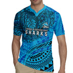 Personalised Cronulla-Sutherland Sharks Rugby Jersey Polynesian Tribal Art Style With Hammerhead Mascot