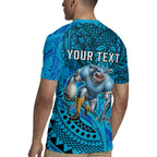 Personalised Cronulla-Sutherland Sharks Rugby Jersey Polynesian Tribal Art Style With Hammerhead Mascot