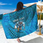 Personalised Cronulla-Sutherland Sharks Sarong Polynesian Tribal Art Style With Hammerhead Mascot