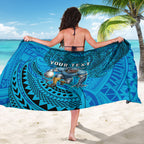 Personalised Cronulla-Sutherland Sharks Sarong Polynesian Tribal Art Style With Hammerhead Mascot