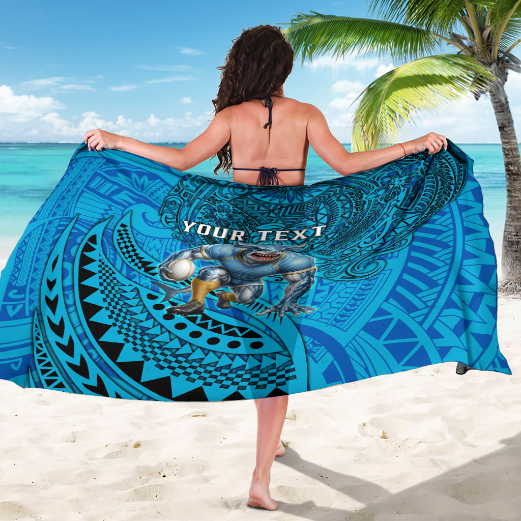 Personalised Cronulla-Sutherland Sharks Sarong Polynesian Tribal Art Style With Hammerhead Mascot