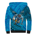 Personalised Cronulla-Sutherland Sharks Sherpa Hoodie Polynesian Tribal Art Style With Hammerhead Mascot