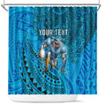Personalised Cronulla-Sutherland Sharks Shower Curtain Polynesian Tribal Art Style With Hammerhead Mascot