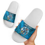 Personalised Cronulla-Sutherland Sharks Slide Sandals Polynesian Tribal Art Style With Hammerhead Mascot