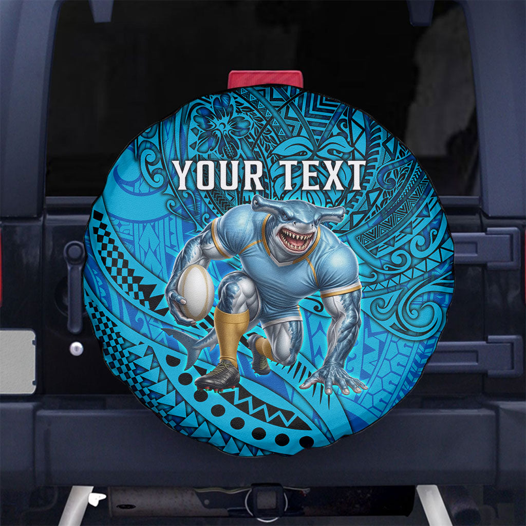 Personalised Cronulla-Sutherland Sharks Spare Tire Cover Polynesian Tribal Art Style With Hammerhead Mascot