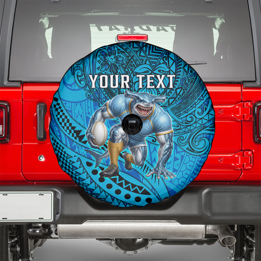 Personalised Cronulla-Sutherland Sharks Spare Tire Cover Polynesian Tribal Art Style With Hammerhead Mascot