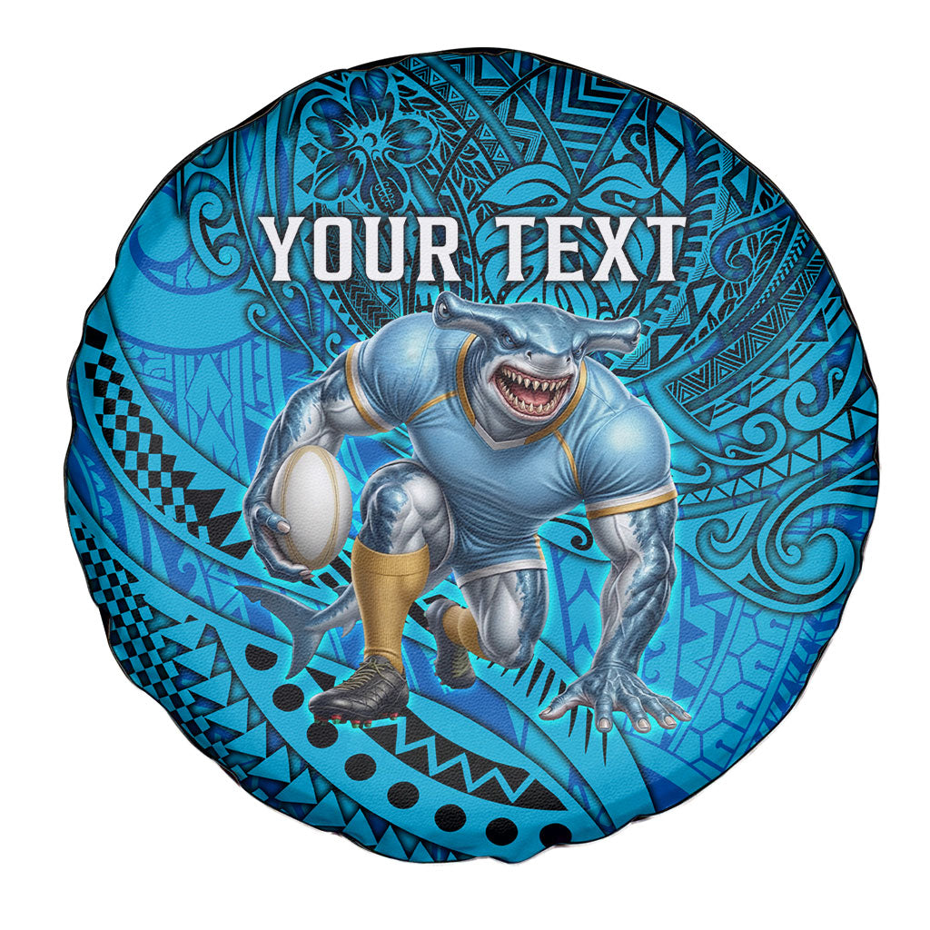 Personalised Cronulla-Sutherland Sharks Spare Tire Cover Polynesian Tribal Art Style With Hammerhead Mascot