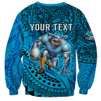 Personalised Cronulla-Sutherland Sharks Sweatshirt Polynesian Tribal Art Style With Hammerhead Mascot