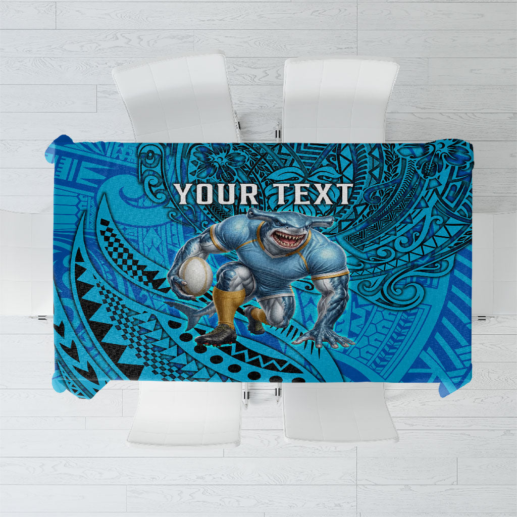 Personalised Cronulla-Sutherland Sharks Tablecloth Polynesian Tribal Art Style With Hammerhead Mascot