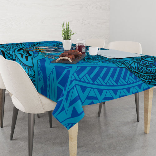 Personalised Cronulla-Sutherland Sharks Tablecloth Polynesian Tribal Art Style With Hammerhead Mascot