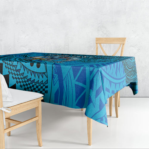 Personalised Cronulla-Sutherland Sharks Tablecloth Polynesian Tribal Art Style With Hammerhead Mascot