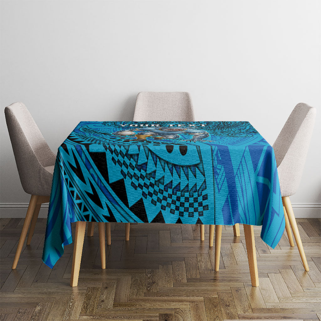 Personalised Cronulla-Sutherland Sharks Tablecloth Polynesian Tribal Art Style With Hammerhead Mascot