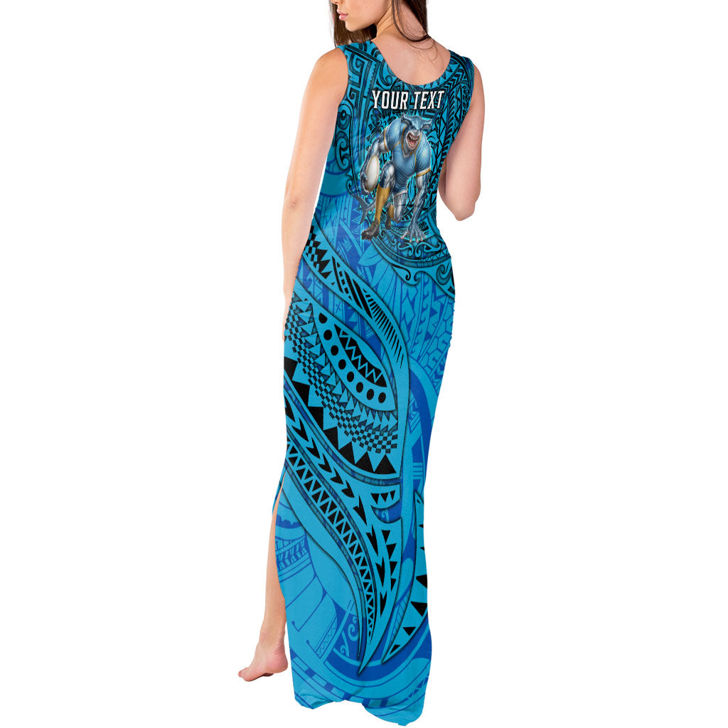 Personalised Cronulla-Sutherland Sharks Tank Maxi Dress Polynesian Tribal Art Style With Hammerhead Mascot