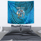 Personalised Cronulla-Sutherland Sharks Tapestry Polynesian Tribal Art Style With Hammerhead Mascot