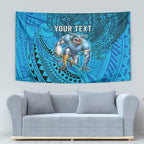 Personalised Cronulla-Sutherland Sharks Tapestry Polynesian Tribal Art Style With Hammerhead Mascot