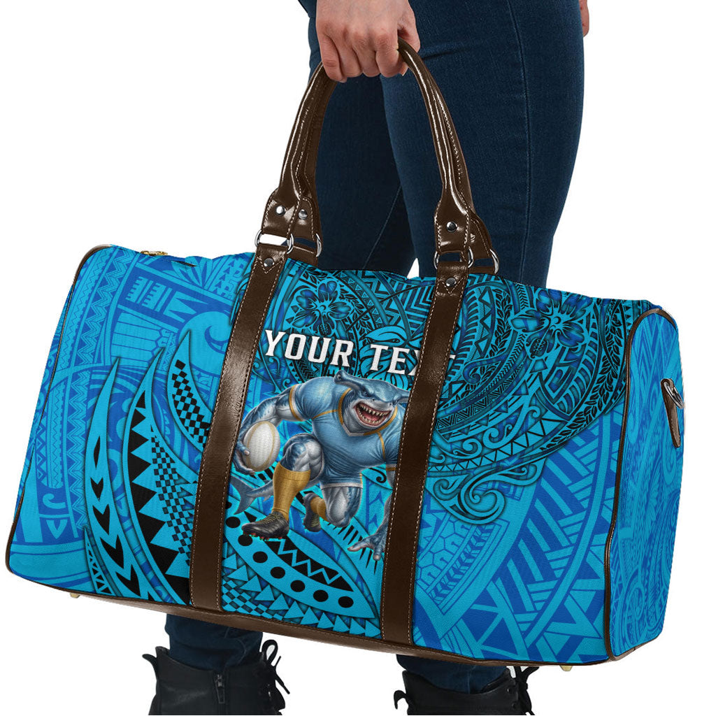 Personalised Cronulla-Sutherland Sharks Travel Bag Polynesian Tribal Art Style With Hammerhead Mascot