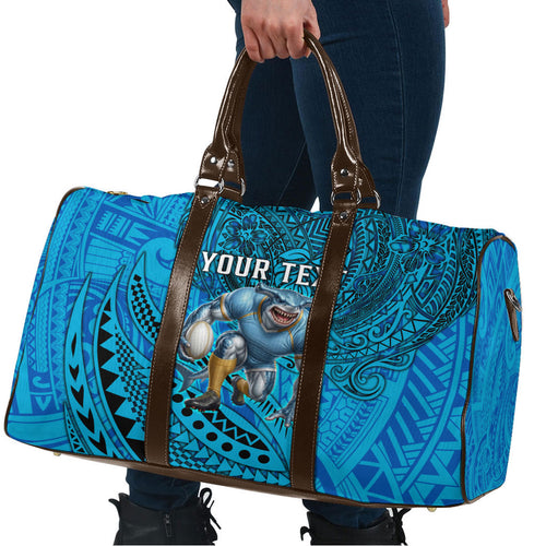 Personalised Cronulla-Sutherland Sharks Travel Bag Polynesian Tribal Art Style With Hammerhead Mascot