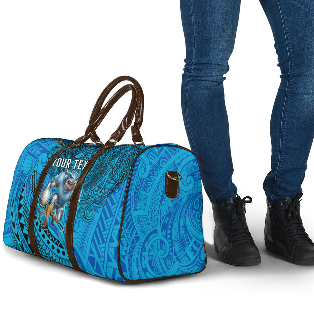 Personalised Cronulla-Sutherland Sharks Travel Bag Polynesian Tribal Art Style With Hammerhead Mascot