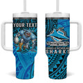 Personalised Cronulla-Sutherland Sharks Tumbler With Handle Polynesian Tribal Art Style With Hammerhead Mascot