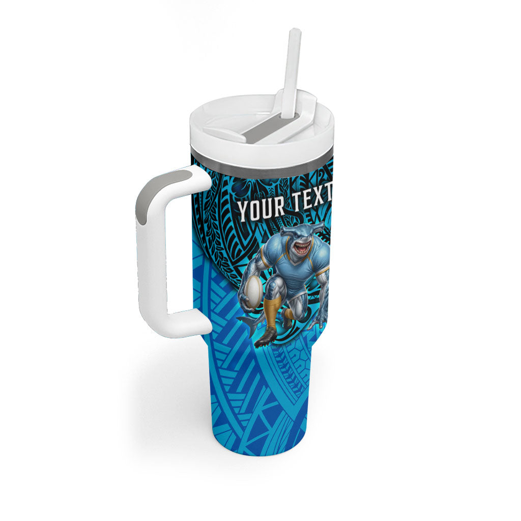 Personalised Cronulla-Sutherland Sharks Tumbler With Handle Polynesian Tribal Art Style With Hammerhead Mascot