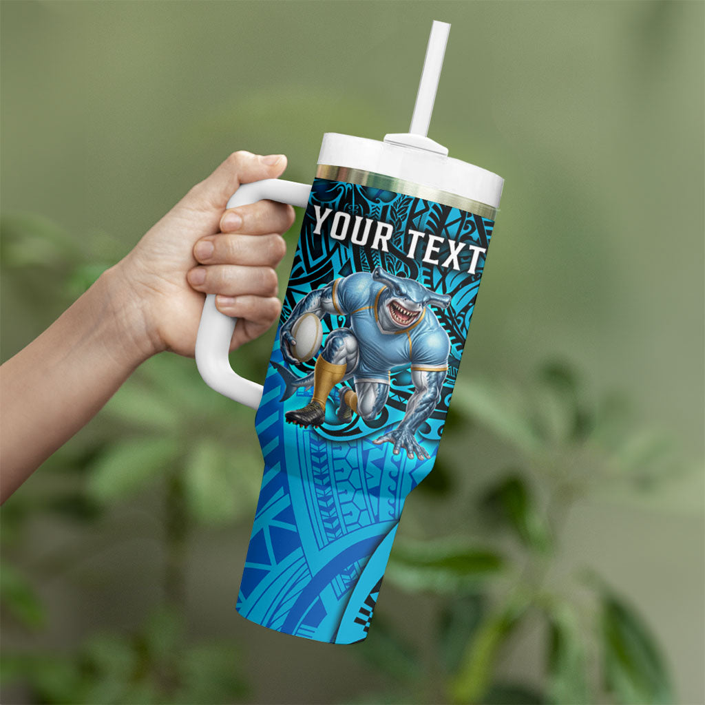 Personalised Cronulla-Sutherland Sharks Tumbler With Handle Polynesian Tribal Art Style With Hammerhead Mascot
