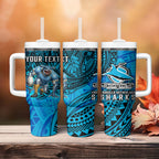 Personalised Cronulla-Sutherland Sharks Tumbler With Handle Polynesian Tribal Art Style With Hammerhead Mascot
