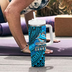 Personalised Cronulla-Sutherland Sharks Tumbler With Handle Polynesian Tribal Art Style With Hammerhead Mascot