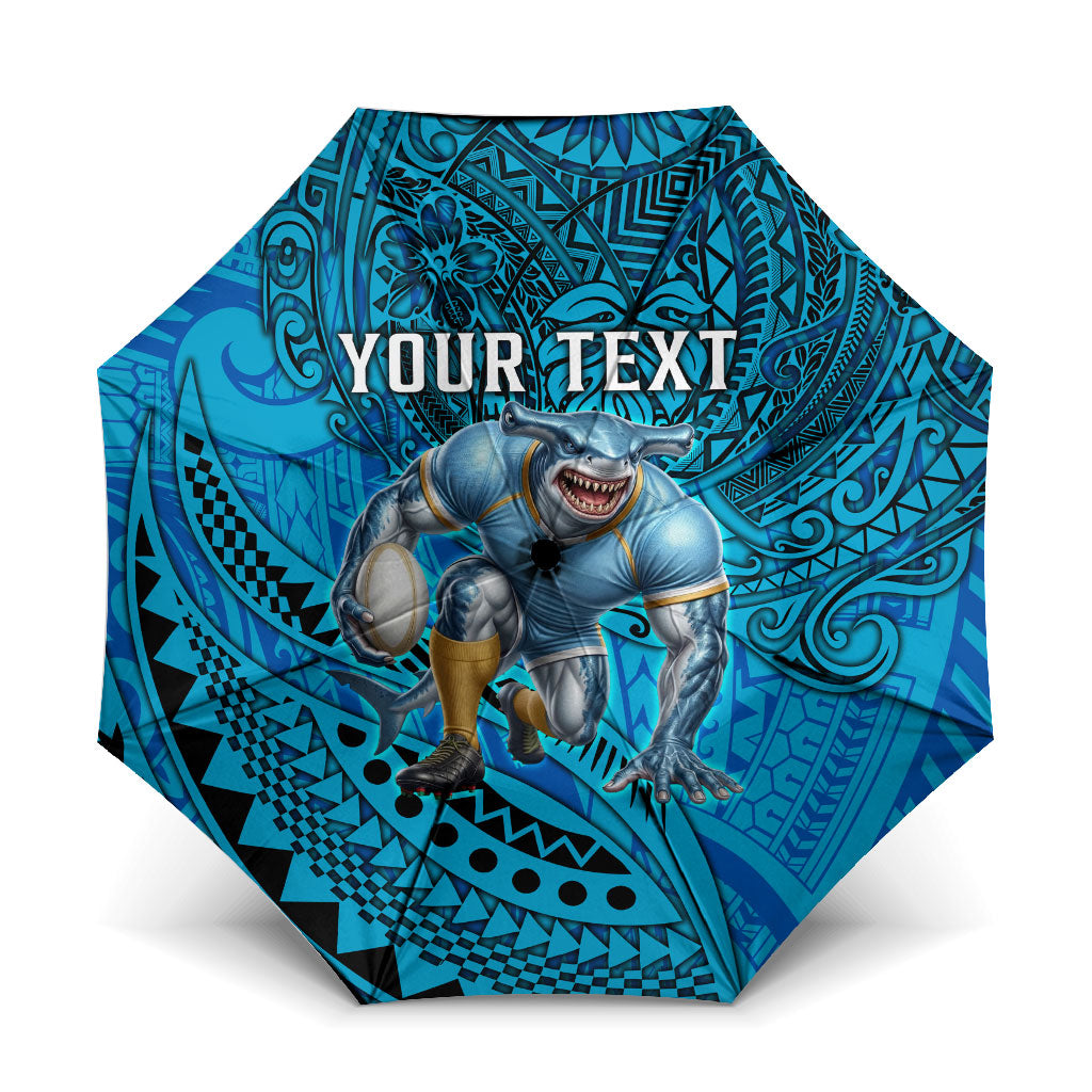 Personalised Cronulla-Sutherland Sharks Umbrella Polynesian Tribal Art Style With Hammerhead Mascot