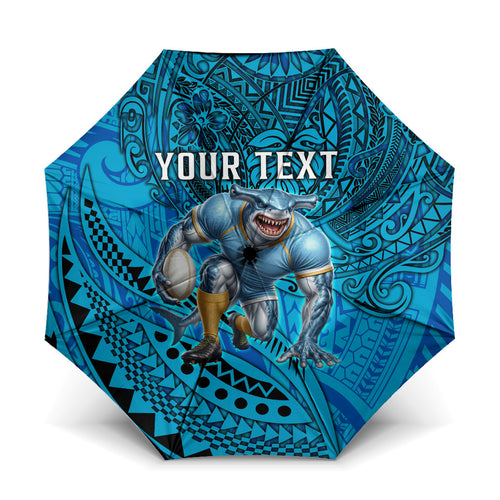 Personalised Cronulla-Sutherland Sharks Umbrella Polynesian Tribal Art Style With Hammerhead Mascot