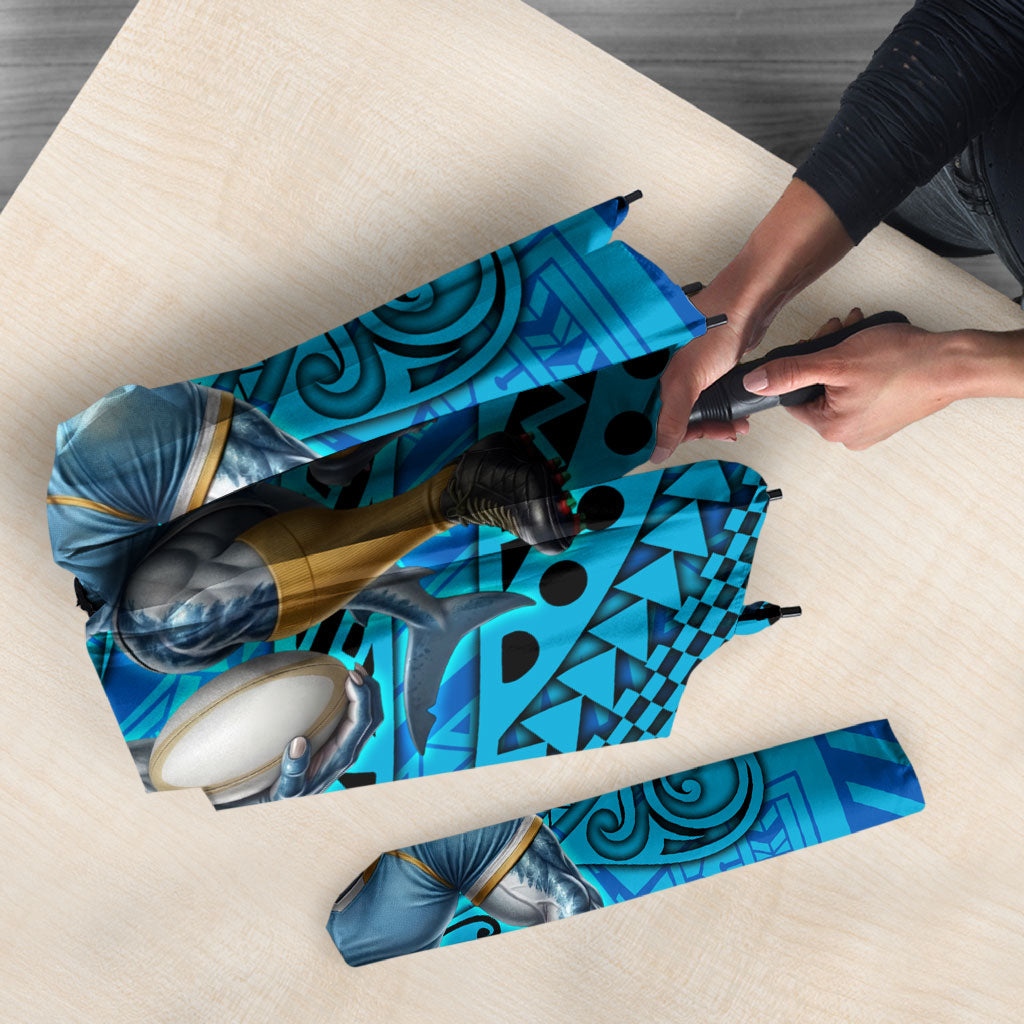 Personalised Cronulla-Sutherland Sharks Umbrella Polynesian Tribal Art Style With Hammerhead Mascot