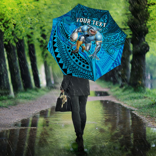 Personalised Cronulla-Sutherland Sharks Umbrella Polynesian Tribal Art Style With Hammerhead Mascot