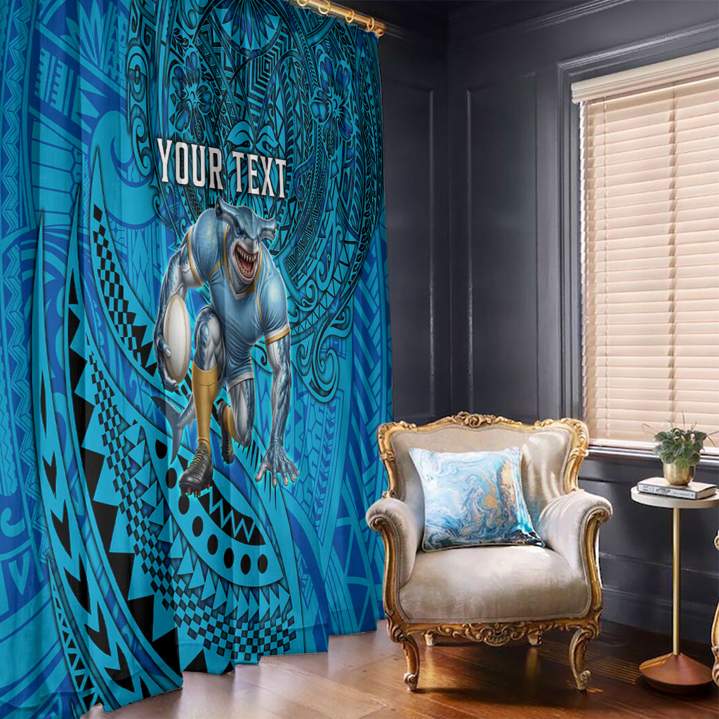 Personalised Cronulla-Sutherland Sharks Window Curtain Polynesian Tribal Art Style With Hammerhead Mascot